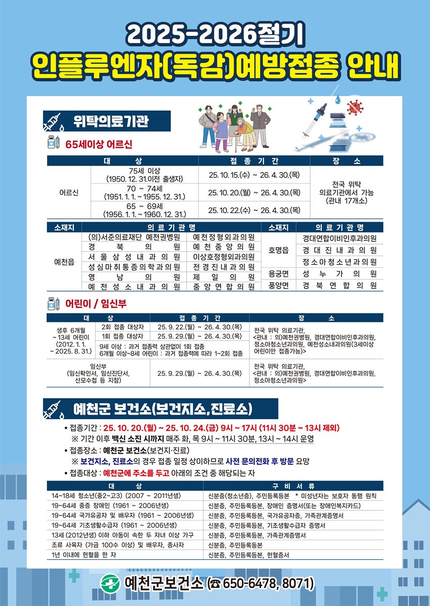 1.2025-2026 절기 인플루엔자(독감) 예방접종 안내